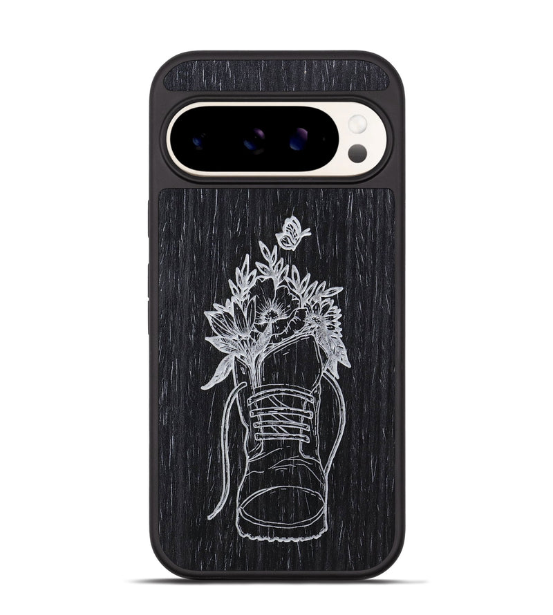 Pixel 9 Wood+Resin Phone Case - Wildflower Walk - Ebony (Curated)