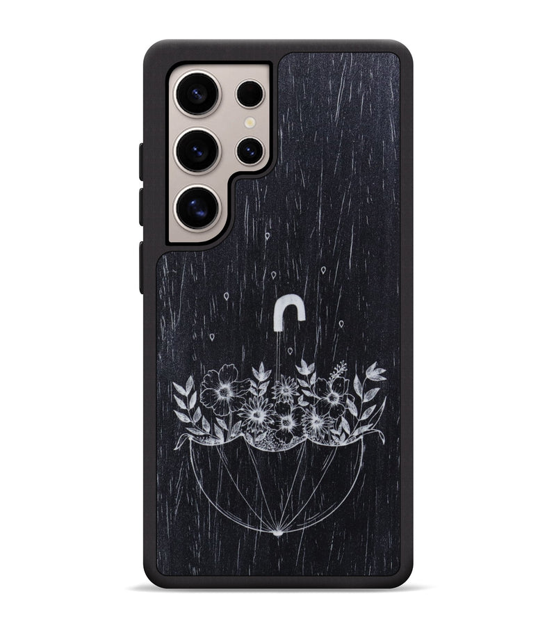 Galaxy S25 Ultra Wood Phone Case - No Rain No Flowers - Ebony (Curated, 699960)