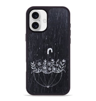 iPhone 16 Plus Wood+Resin Phone Case - No Rain No Flowers - Ebony (Curated)