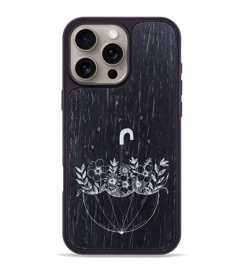 iPhone 16 Pro Max Wood+Resin Phone Case - No Rain No Flowers - Ebony (Curated)