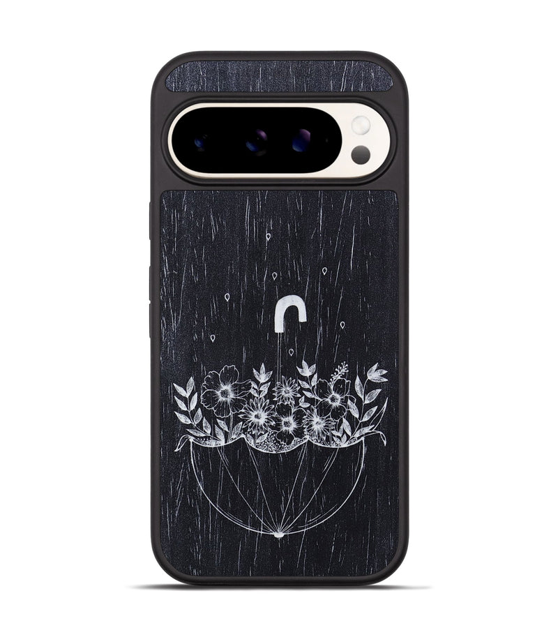 Pixel 9 Wood+Resin Phone Case - No Rain No Flowers - Ebony (Curated)