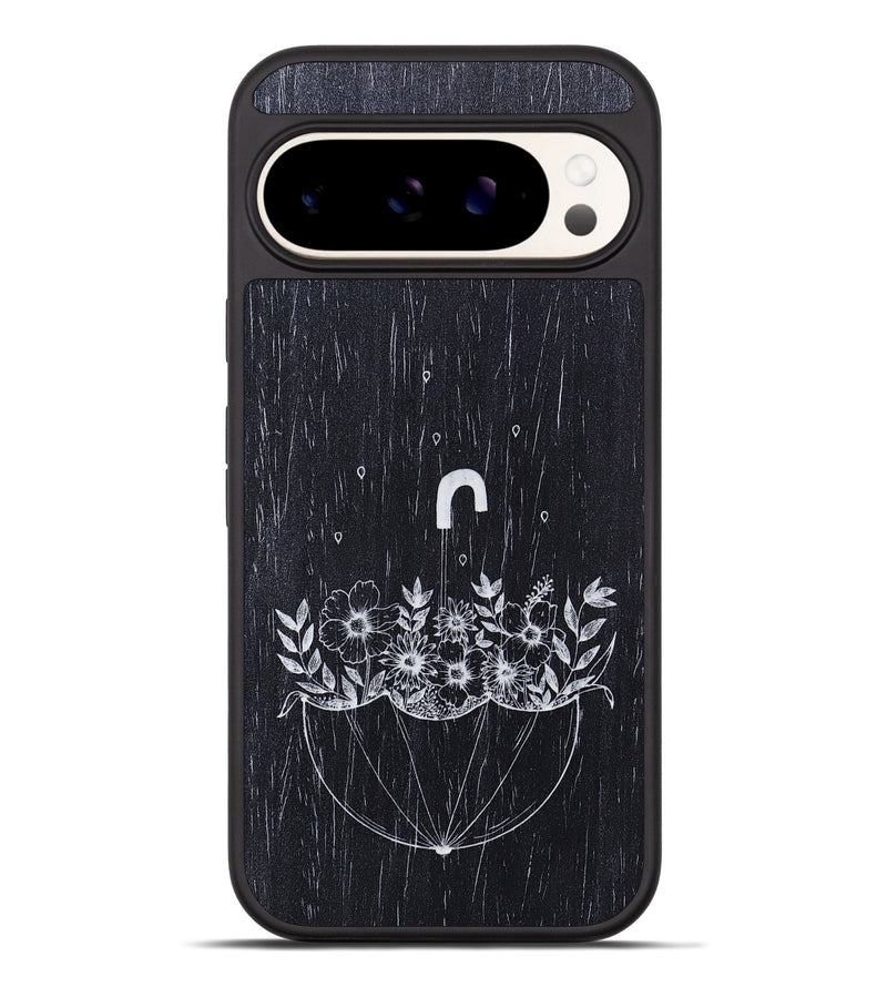 Pixel 9 Pro XL Wood+Resin Phone Case - No Rain No Flowers - Ebony (Curated)