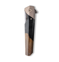 Live Edge Wood+Resin Pocket Knife - Penny (Pure Black, 699982)