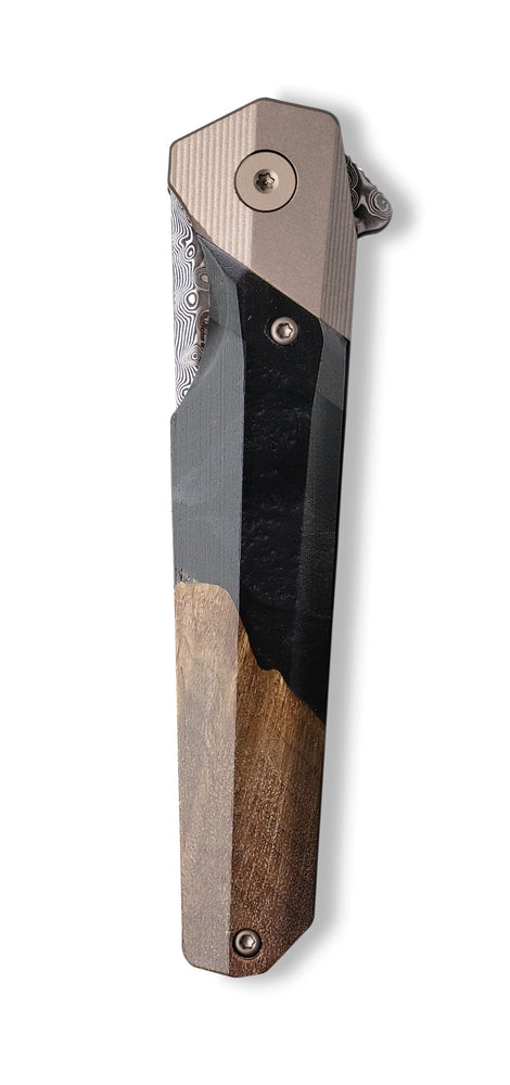 Live Edge Wood+Resin Pocket Knife - Penny (Pure Black, 699982)