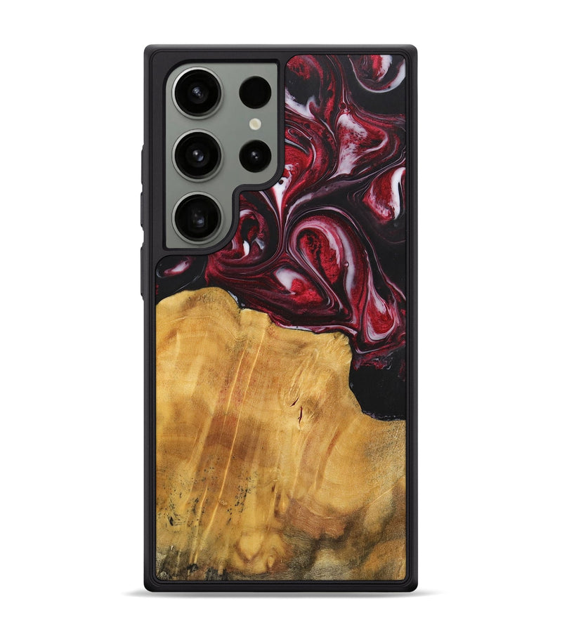 Galaxy S24 Ultra Wood+Resin Phone Case - Leroy (Red, 700957)