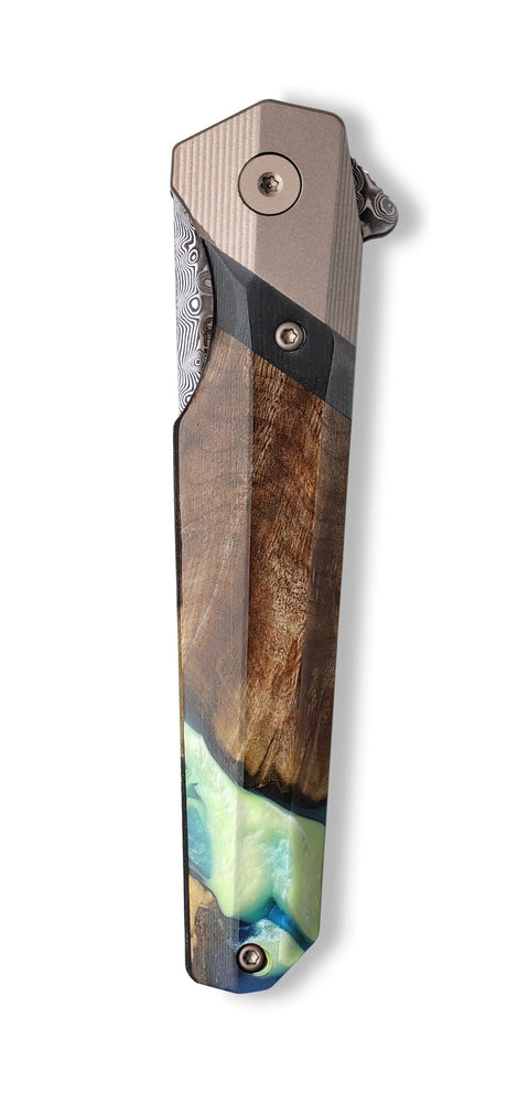 Live Edge Wood+Resin Pocket Knife - Remy (Blue, 702803)