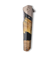 Live Edge Wood+Resin Pocket Knife - Raelyn (Pure Black, 703059)