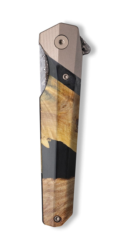 Live Edge Wood+Resin Pocket Knife - Raelyn (Pure Black, 703059)