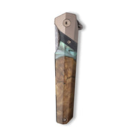 Live Edge Wood+Resin Pocket Knife - Leo (Black & White, 703073)