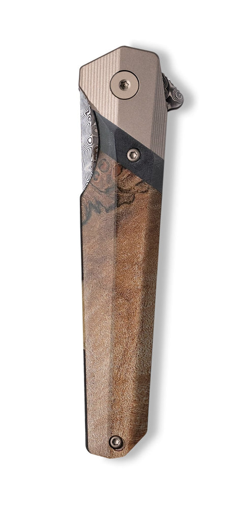 Live Edge Wood+Resin Pocket Knife - Robert (Wood Burl, 703074)