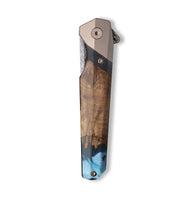 Live Edge Wood+Resin Pocket Knife - Sherry (Teal & Gold, 703085)