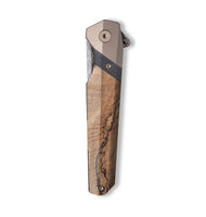 Live Edge Wood+Resin Pocket Knife - Celia (Wood Burl, 703241)