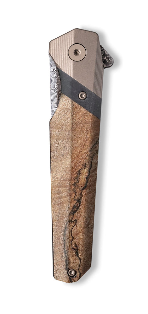 Live Edge Wood+Resin Pocket Knife - Celia (Wood Burl, 703241)