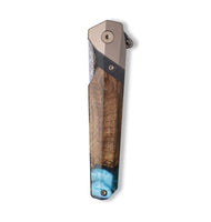 Live Edge Wood+Resin Pocket Knife - Sonia (Teal & Gold, 703250)