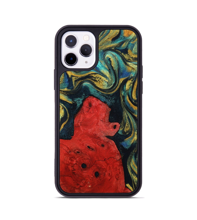 iPhone 11 Pro Wood+Resin Phone Case - Claude (Teal & Gold, 703629)
