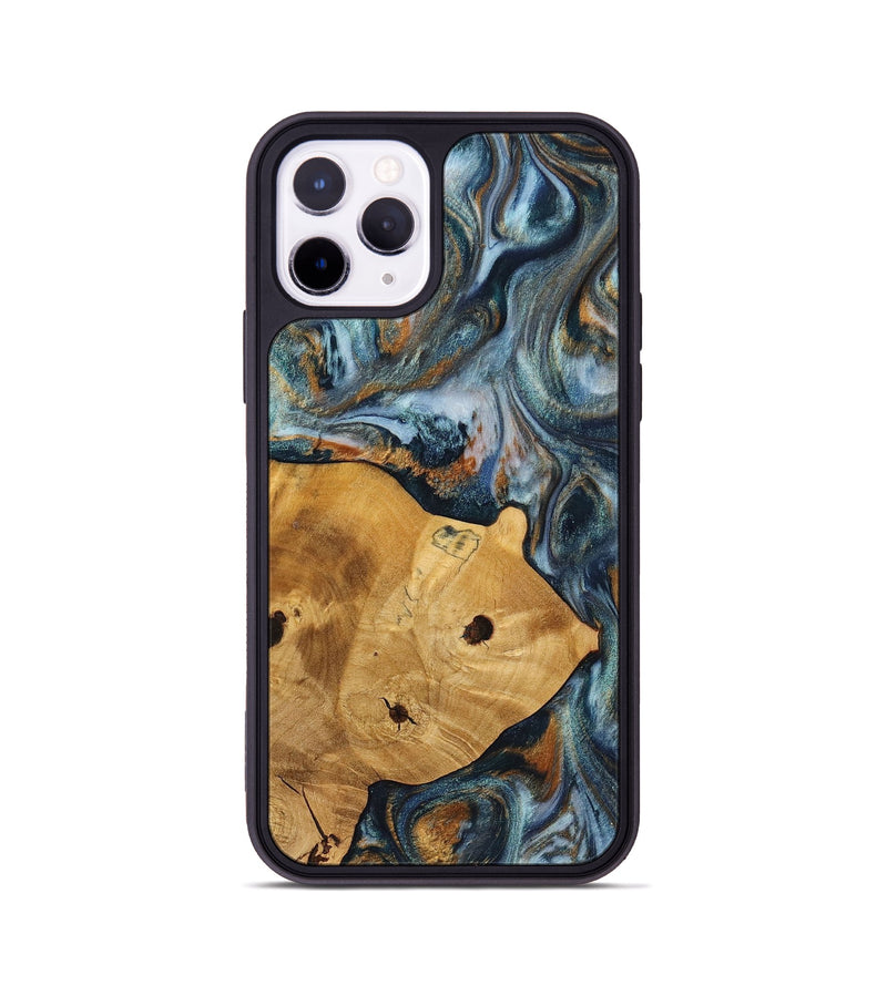 iPhone 11 Pro Wood+Resin Phone Case - Maude (Teal & Gold, 703639)