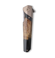 Live Edge Wood+Resin Pocket Knife - Sasha (Pure Black, 703799)