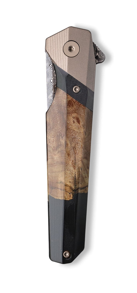 Live Edge Wood+Resin Pocket Knife - Sasha (Pure Black, 703799)