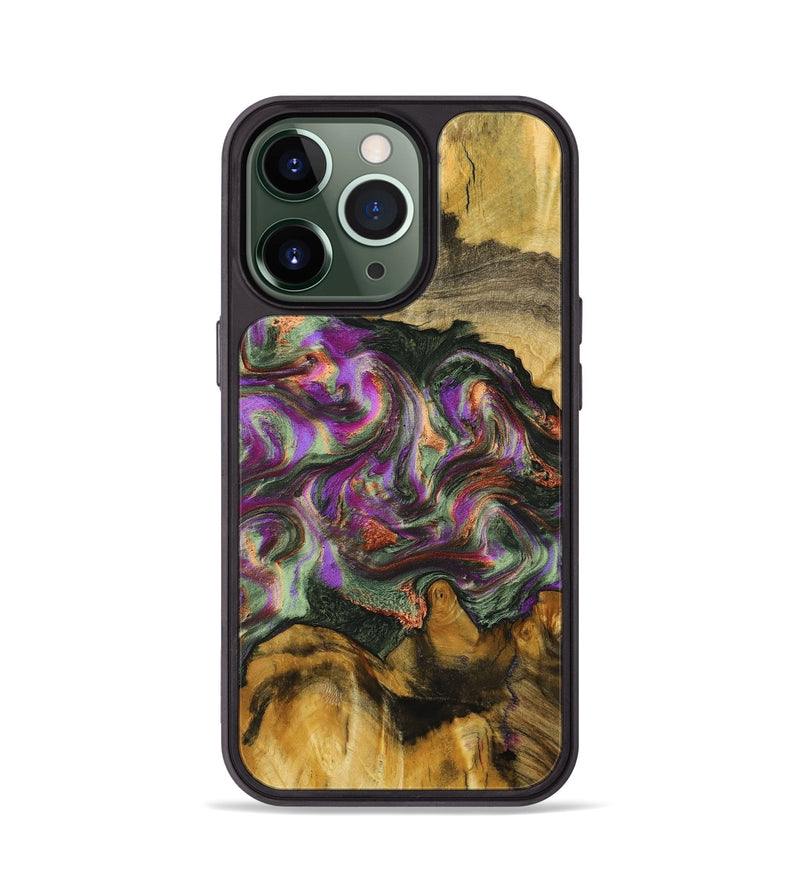 iPhone 13 Pro Wood+Resin Phone Case - Erik (Green, 703827)