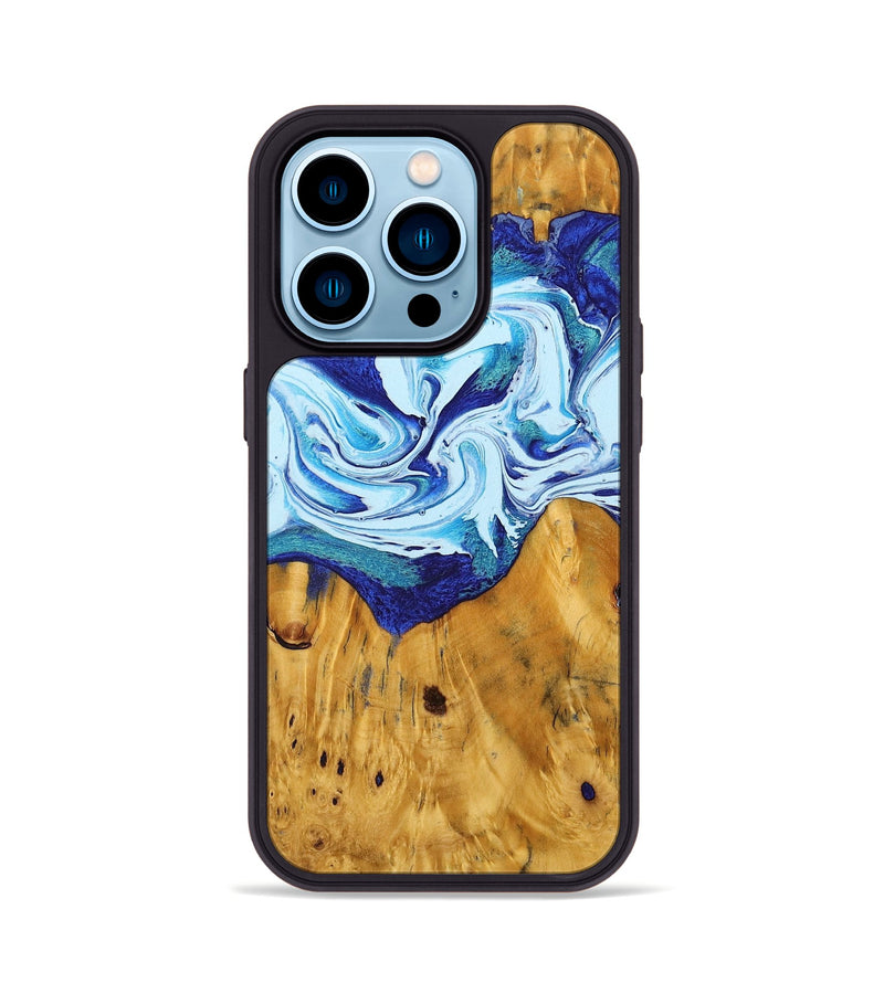 iPhone 14 Pro Wood+Resin Phone Case - Jonathan (Blue, 703848)