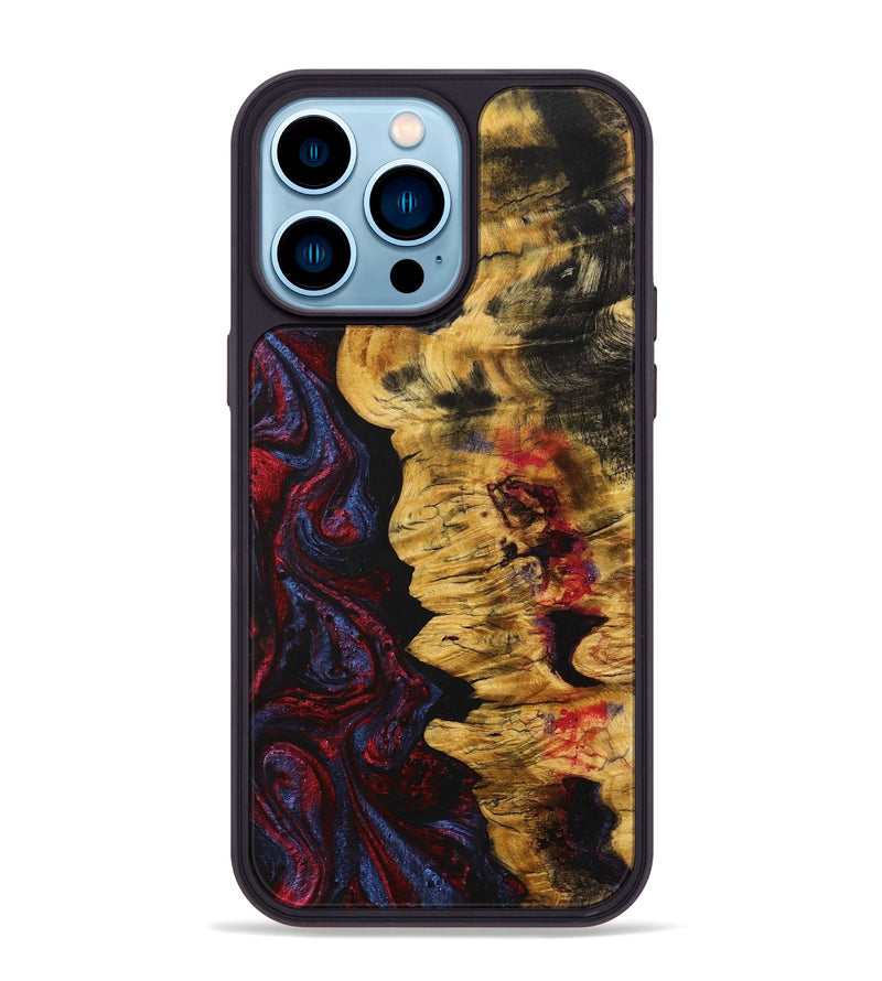 iPhone 14 Pro Max Wood+Resin Phone Case - Marlon (Red, 704118)