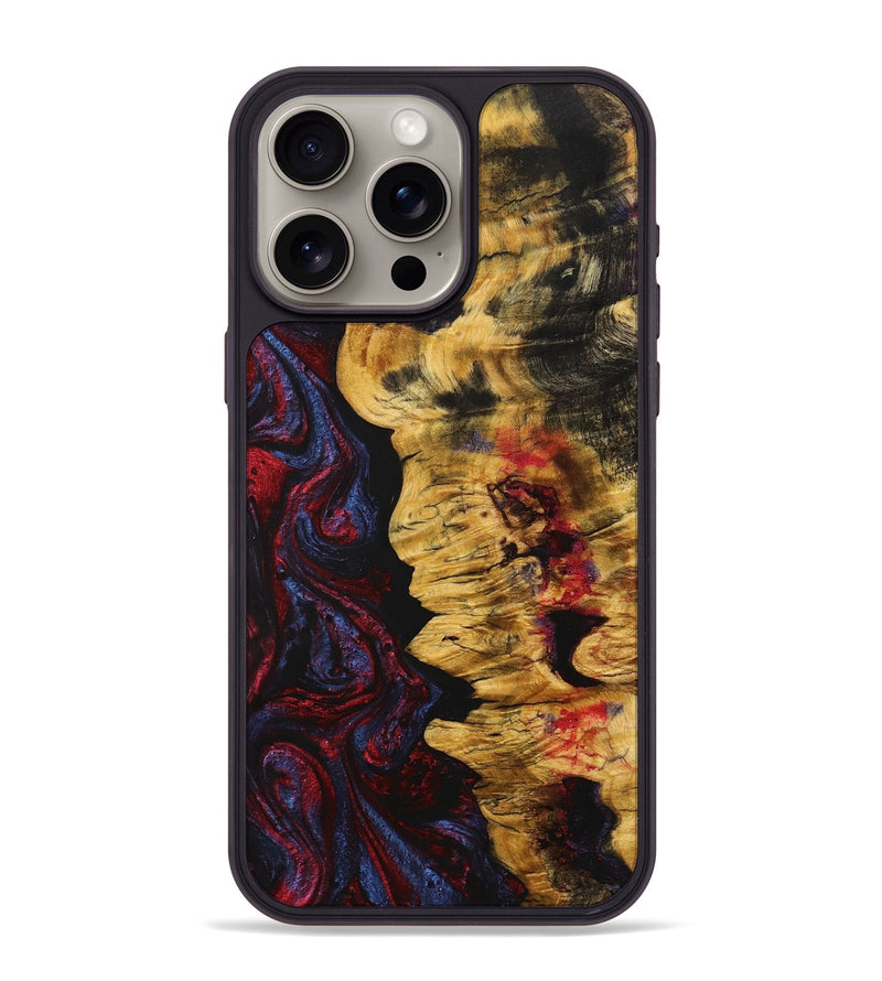 iPhone 15 Pro Max Wood+Resin Phone Case - Marlon (Red, 704118)
