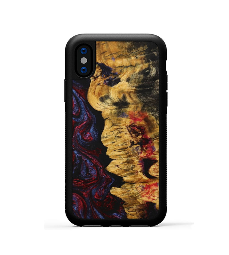iPhone Xs Wood+Resin Phone Case - Marlon (Red, 704118)