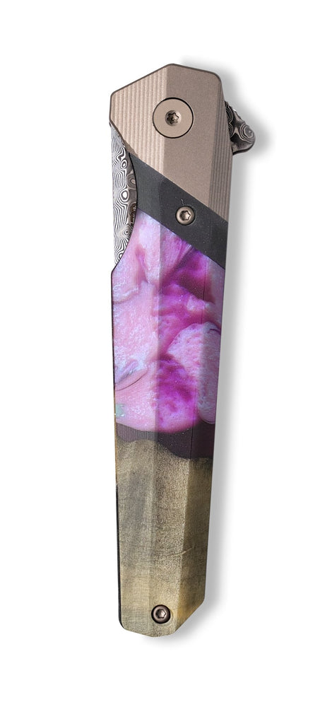 Live Edge Wood+Resin Pocket Knife - Sebastian (Purple, 704715)