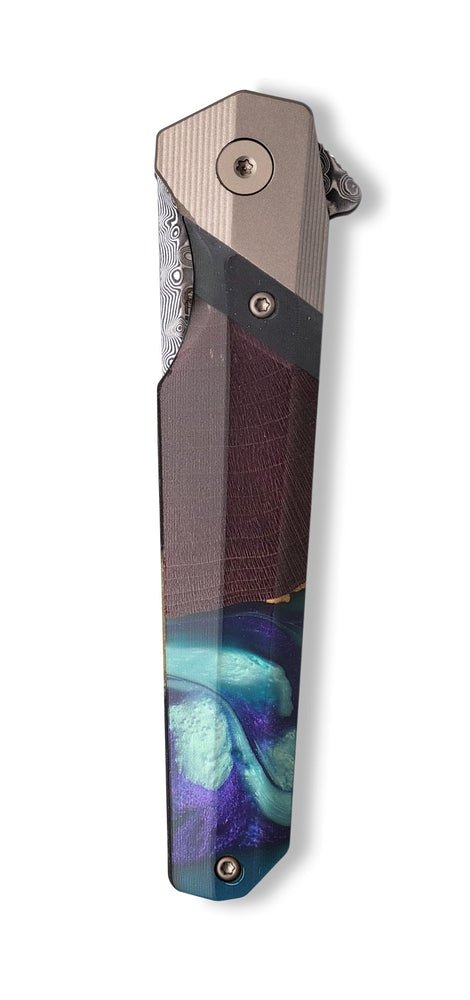 Live Edge Wood+Resin Pocket Knife - Raquel (Purple, 704723)