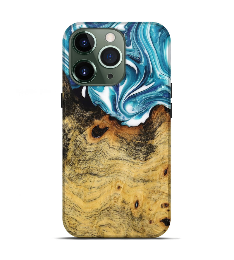 iPhone 13 Pro Wood+Resin Live Edge Phone Case - Ann (Blue, 704992)