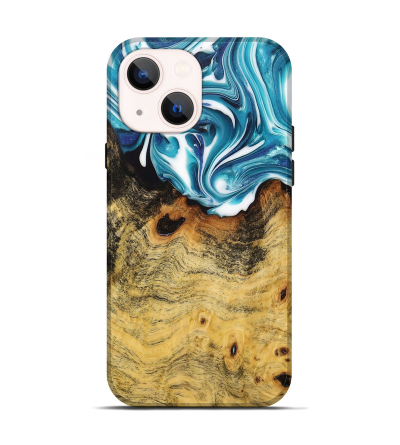 iPhone 14 Wood+Resin Live Edge Phone Case - Ann (Blue, 704992)