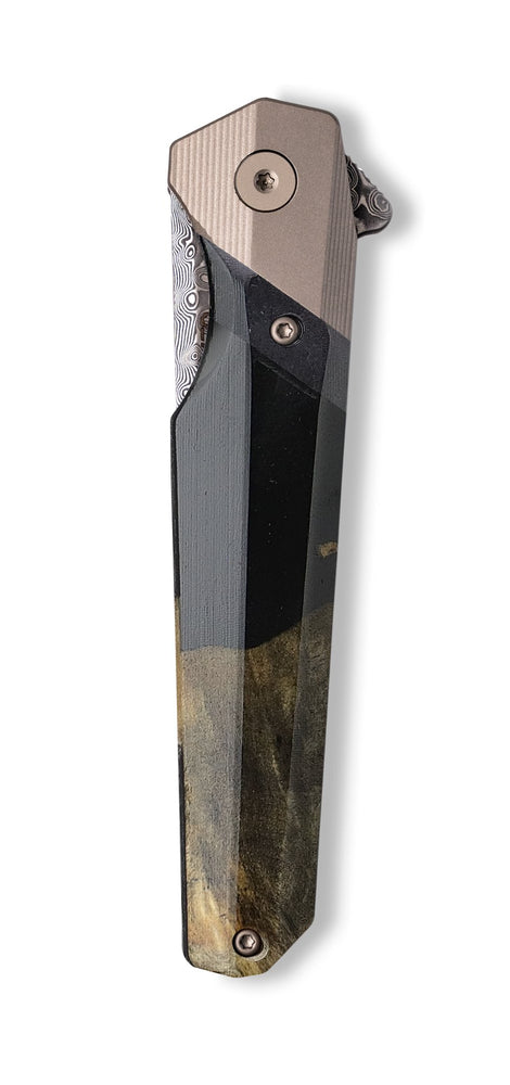 Live Edge Wood+Resin Pocket Knife - Daphne (Pure Black, 705010)