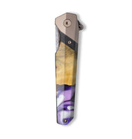 Live Edge Wood+Resin Pocket Knife - Tisha (Purple, 705020)