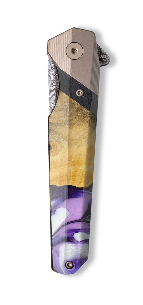 Live Edge Wood+Resin Pocket Knife - Tisha (Purple, 705020)