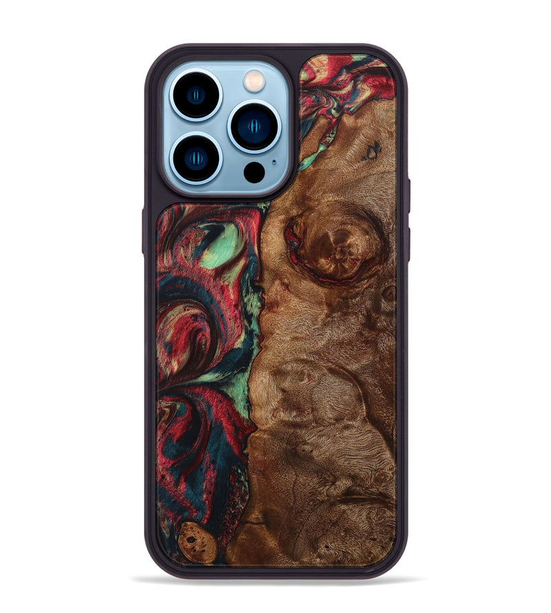 iPhone 14 Pro Max Wood+Resin Phone Case - Josie (Red, 705184)