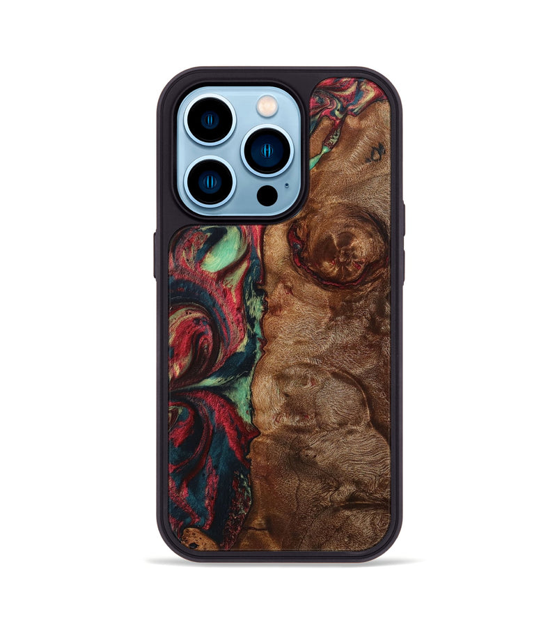 iPhone 14 Pro Wood+Resin Phone Case - Josie (Red, 705184)