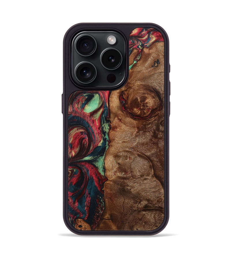 iPhone 15 Pro Wood+Resin Phone Case - Josie (Red, 705184)