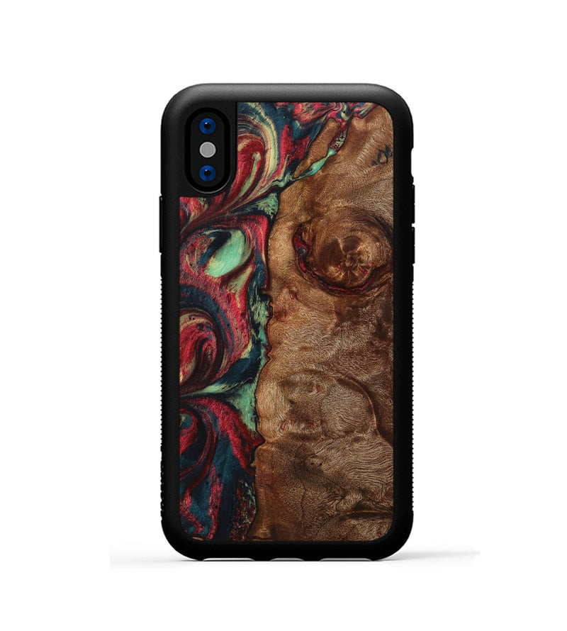 iPhone Xs Wood+Resin Phone Case - Josie (Red, 705184)