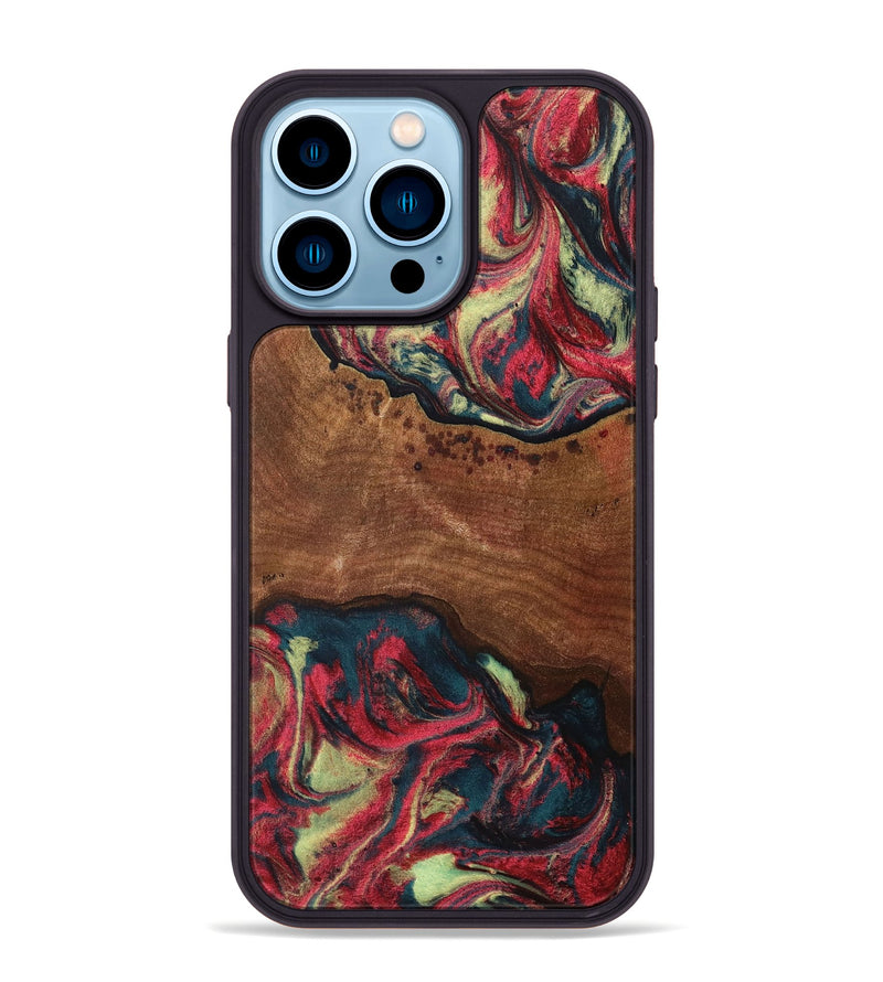 iPhone 14 Pro Max Wood+Resin Phone Case - Kasey (Red, 705189)