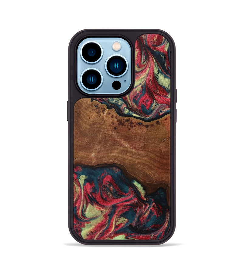 iPhone 14 Pro Wood+Resin Phone Case - Kasey (Red, 705189)