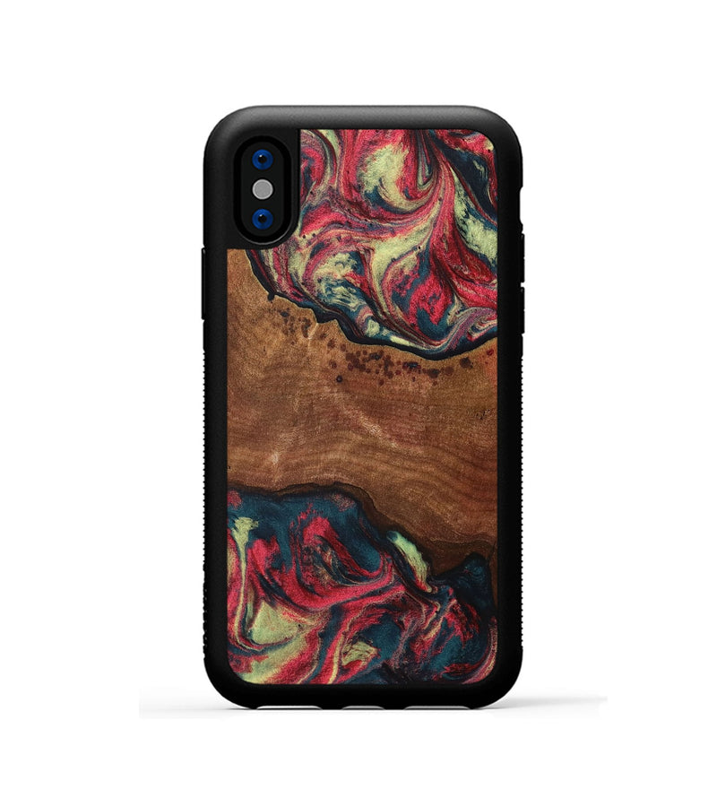 iPhone Xs Wood+Resin Phone Case - Kasey (Red, 705189)