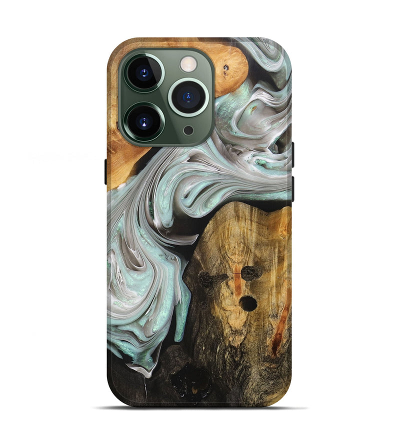 iPhone 13 Pro Wood+Resin Live Edge Phone Case - Braxton (Black & White, 705226)
