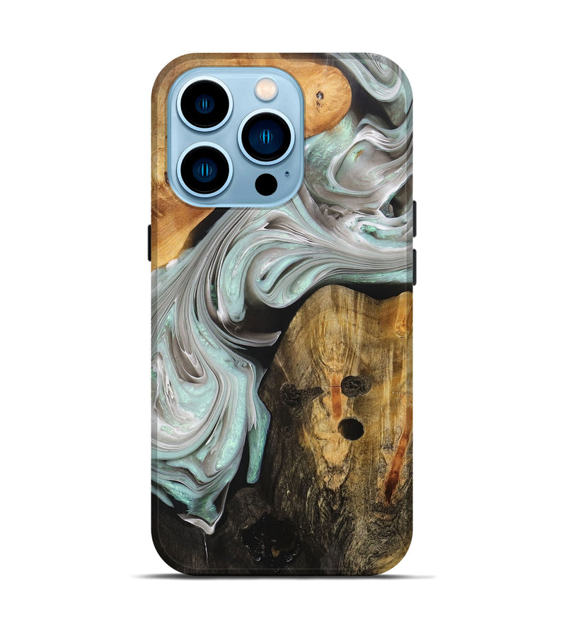 iPhone 14 Pro Wood+Resin Live Edge Phone Case - Braxton (Black & White, 705226)