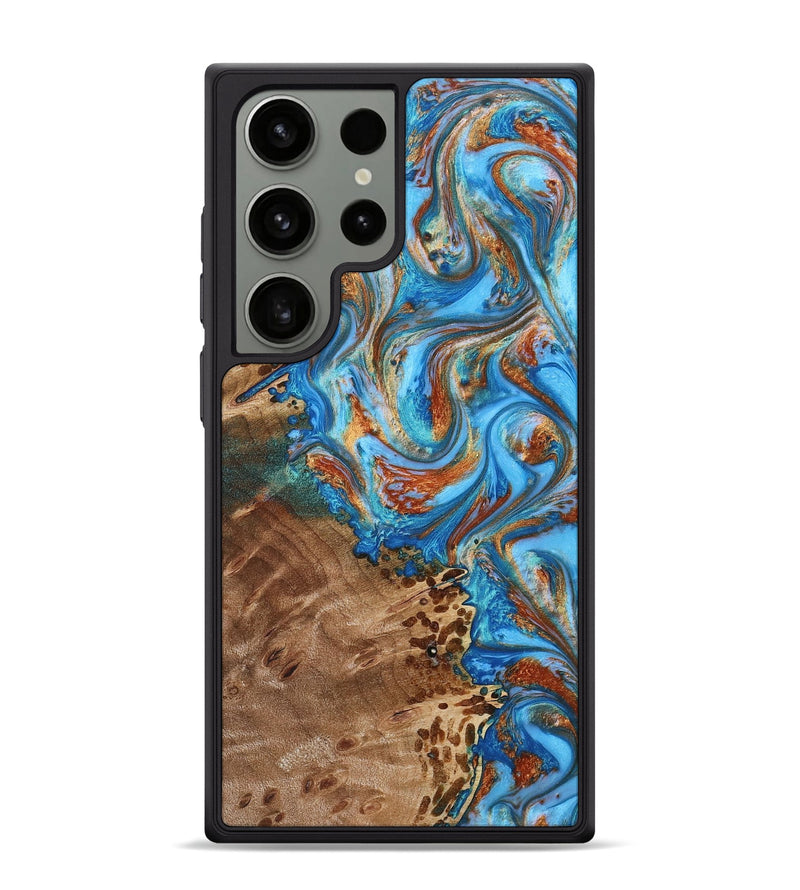 Galaxy S24 Ultra Wood+Resin Phone Case - Imani (Teal & Gold, 705304)
