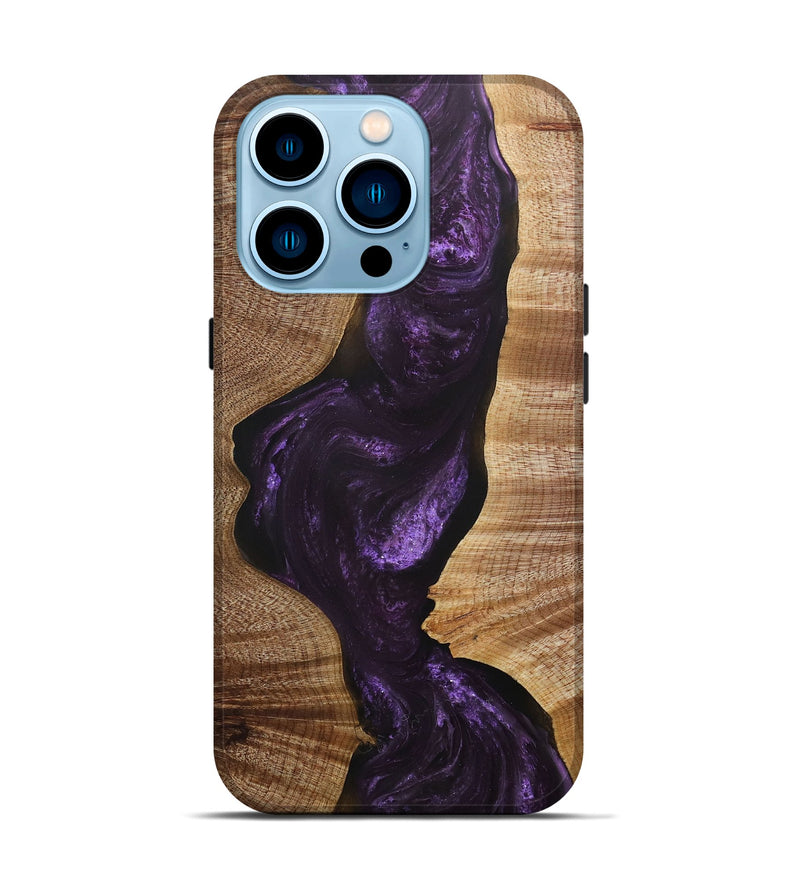 iPhone 14 Pro Wood+Resin Live Edge Phone Case - Rylie (Purple, 705417)