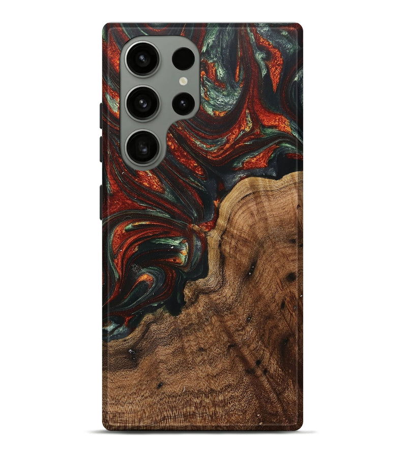 Galaxy S23 Ultra Wood+Resin Live Edge Phone Case - Oscar (Teal & Gold, 705418)