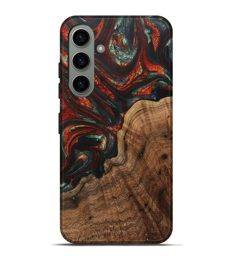 Galaxy S24 Plus Wood+Resin Live Edge Phone Case - Oscar (Teal & Gold, 705418)
