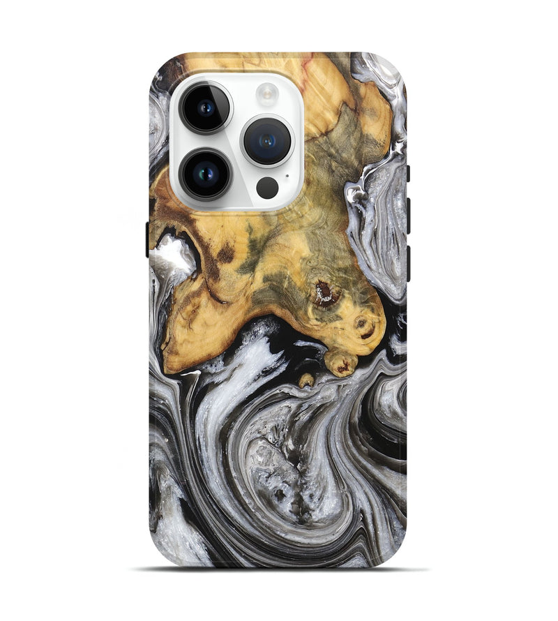 iPhone 15 Pro Wood+Resin Live Edge Phone Case - Willa (Black & White, 705419)