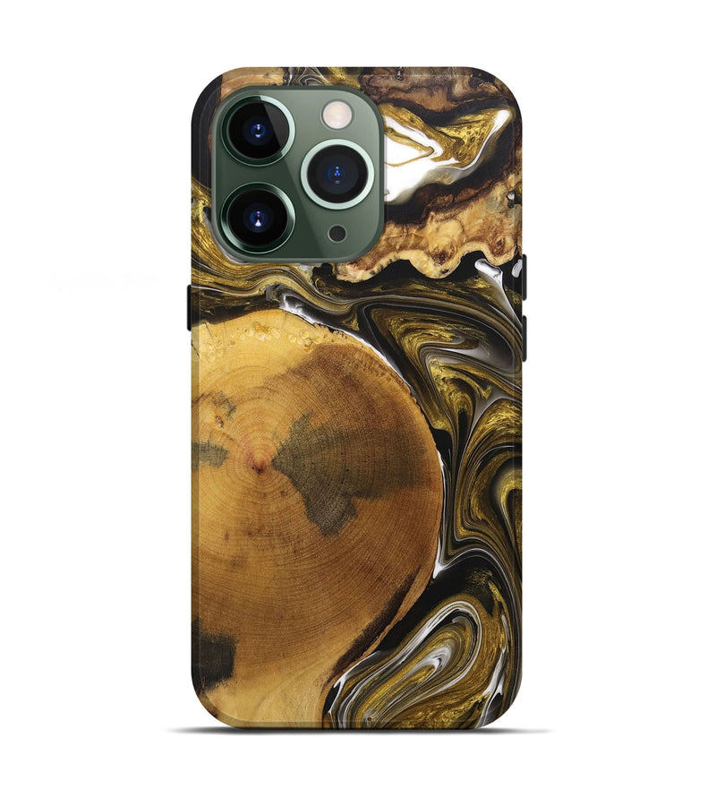 iPhone 13 Pro Wood+Resin Live Edge Phone Case - Lowell (Black & White, 705422)