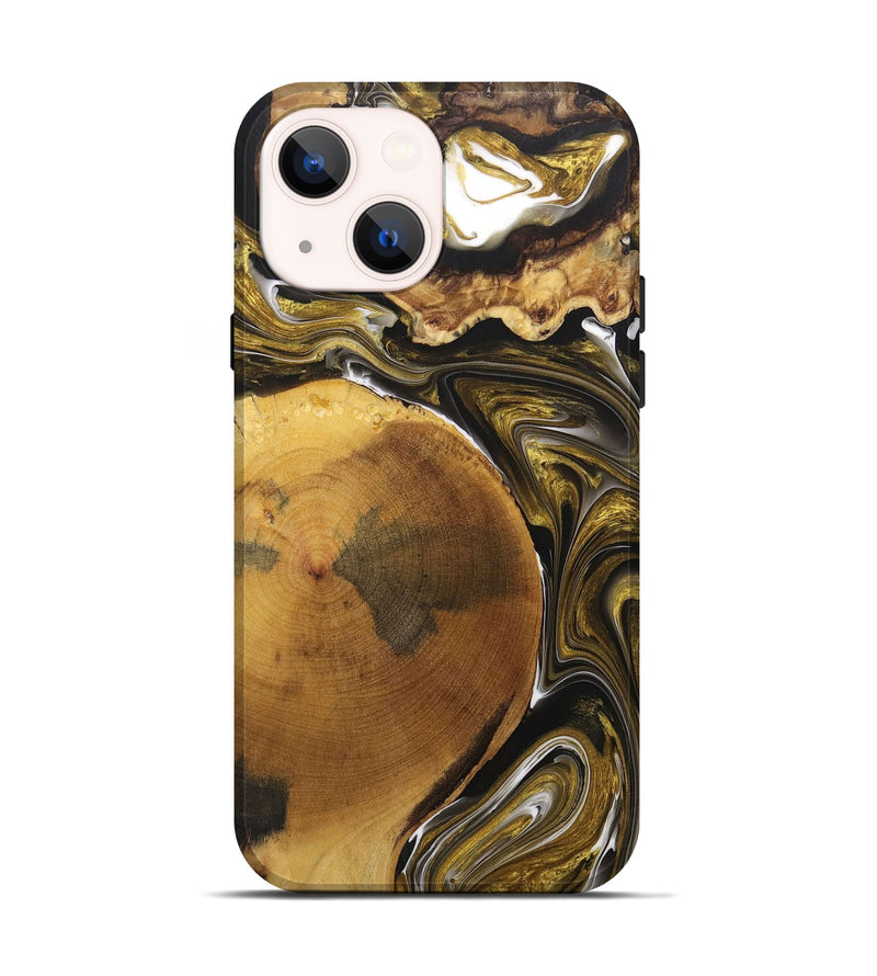 iPhone 14 Wood+Resin Live Edge Phone Case - Lowell (Black & White, 705422)